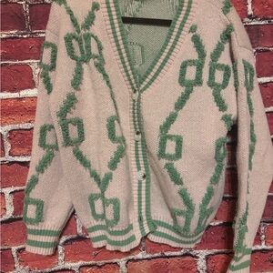 Vintage Green Patterned Women's Sweater